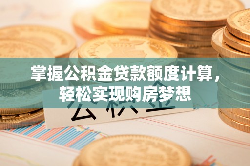 新野掌握公积金贷款额度计算，轻松实现购房梦想