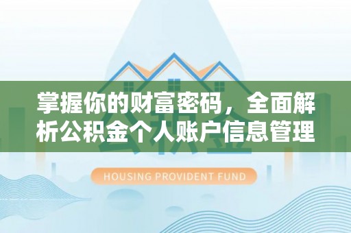 新野掌握你的财富密码，全面解析公积金个人账户信息管理与优化